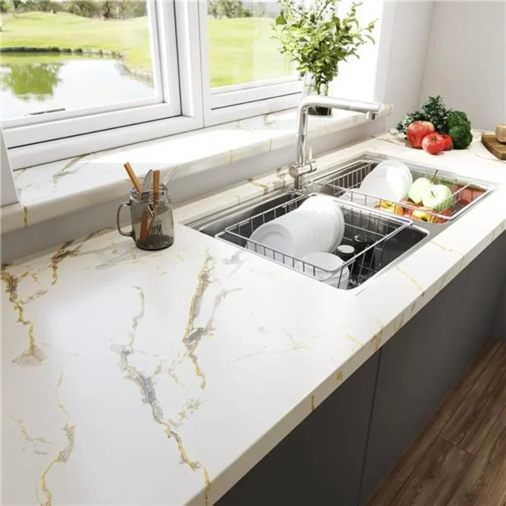 Wallpaper Thick White Marble Contact Paper Waterproof, 15.8